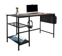 hjh OFFICE 830059 Mesa Ordenador WORKSPACE H I 120 x 60 cm, Escritorios de Estilo Moderno con 2 Niveles de Estante, Negro/Marrón