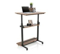 hjh OFFICE 830070 Escritorio portátil Workstation II Mesa de Trabajo computadora de Altura Ajustable, Móvil, Negro/Nogal