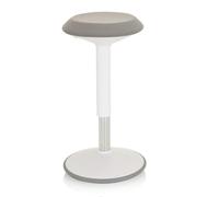 hjh OFFICE 830096 Taburete de Trabajo Balance Sit III W Tela Blanco/Gris, Taburete con Efecto mecedor para un Respaldo Recto, ergonómico, Ajustable en Altura