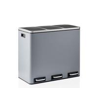 hjh OFFICE Cubo de basura para cocina 3 x 18 L, sistema de separación de basura con 3 compartimentos Clean 9, cubo metálico, con pedal, cubos interiores extraíbles, color gris oscuro