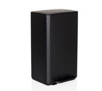 hjh OFFICE Cubo de basura para cocina, 30 litros CLEAN NATURA cubo de basura metálico con cierre suave, cubo de pedal con cubo interior, negro mate