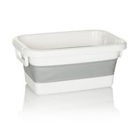 hjh OFFICE Papelera Plegable Clean SILW, Silicona, Cesta Plegable, Caja de almacenaje portátil, Gris/Blanco, 924003
