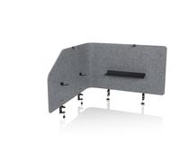 hjh OFFICE Pared divisoria acústica de Escritorio FLEXMIUT T Top 50 x 160 cm Tela de protección de la intimidad, Pared divisoria de Escritorio, Gris, 891015