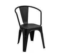 hjh OFFICE Silla de cocina apilable, diseño industrial | Taburete con respaldo, soporta hasta 150 kg, color negro