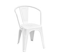 hjh OFFICE Silla de cocina apilable, diseño industrial | Taburete con respaldo, soporta hasta 150 kg, color blanco