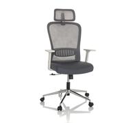 hjh OFFICE Silla de Escritorio BELAIA W Silla giratoria de Tela con Soporte Lumbar, Incl. reposacabezas, Gris, 729445