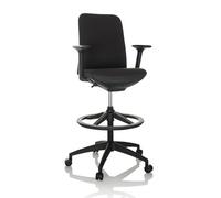 hjh OFFICE Silla de mostrador NESTORA Work de Tela, Silla Alta de Trabajo, Silla giratoria con reposapiés Regulable en Altura, Negra, 760021