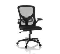 hjh OFFICE Silla de Oficina con reposabrazos abatibles BELIO Silla giratoria con Respaldo Transpirable, Apoyo Lumbar, Asiento tapizado, Negro
