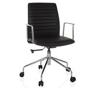 hjh OFFICE Silla de Oficina Elegante con función de oscilación VEMONA 30 Silla de Director Silla de diseño para Oficina y Home Office, Cuero sintético Negro