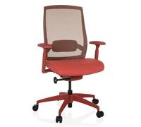 hjh OFFICE Silla de Oficina ergonómica Colore Silla giratoria Profesional, Profundidad del Asiento y Soporte Lumbar Ajustables, Respaldo Transpirable, Rojo