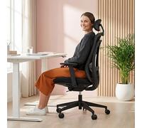 hjh Office Silla de Oficina Profesional Vivadapt - Silla ergonómica giratoria con reposacabezas Ajustable, reposabrazos 3D, Ajuste de Profundidad del Asiento, Mecanismo de sincronización, Color Negro