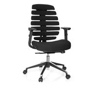 hjh OFFICE Silla de Oficina Silla giratoria Ergo Line II Tela Respaldo ergonómica con Brazos Ajustables Negro