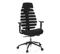 hjh OFFICE Silla de Oficina sille giratoria Ergo Line II Pro Tela ergonómica con Brazos Ajustables con reposacabezas Negro