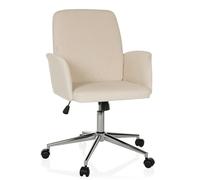 hjh OFFICE Silla de Oficina tapizada con Aspecto de Pana SOLAO Cord Silla de Escritorio Silla giratoria con Ruedas de Altura Regulable, Beige
