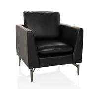 hjh OFFICE Silla de salón 1 Plaza BAVERO sillón tapizado en Piel sintética sillón para salón Bar recepción, tapizado reclinable, Negro