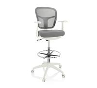 hjh OFFICE Silla de Trabajo Silla de Oficina Taburete Giratorio Top Work 108 Tela Malla Reposapiés Regulable en Altura Blanco