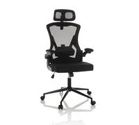 hjh OFFICE Silla giratoria ergonómica ARIGANO con Respaldo Transpirable, reposabrazos abatibles, Tela/Tejido de Malla Negro, 830122