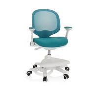 hjh OFFICE Silla para niños Silla giratoria Kid Ergo Tela/Tejido de Malla Práctico reposapiés Regulable en Altura Azul