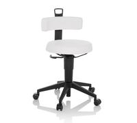 hjh OFFICE sillón de balancín Regulable en Altura Top Work Flex PU Taburete de Trabajo móvil con Respaldo, Polipiel Blanca