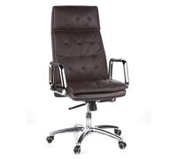 hjh OFFICE Sillón de Oficina Silla giratoria Villa 20 Cuero Alto Respaldo con apoyacabezas cómodo marrón