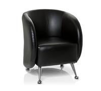 hjh OFFICE sillón tapizado ST. Lucia sillón de Piel sintética con Acolchado Blando en el Asiento, 713200, Negro