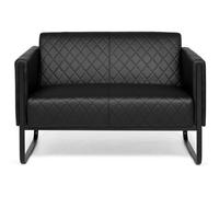 hjh OFFICE Sofá Lounge 2 plazas Aruba Negro Sillón Moderno tapizado en Piel sintética con Estructura de Acero, 111 x 78 x 71 cm, Negro