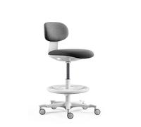hjh OFFICE Work MF2 W - Silla de Trabajo ergonómica con Respaldo Regulable en Altura, Altura del Asiento y reposapiés, Base de Nailon Resistente, Color Blanco