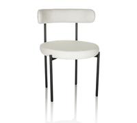 hjh Silla tapizada Office Silla de Comedor Moderna TEDIO tapizada, Silla con Tela de Peluche y Patas de Metal, Blanco 719243