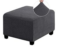 HJLRR Funda otomana Cuadrada, con Tela Jacquard elástica Gruesa y Suave, Fundas Protectoras extraíbles Antideslizantes para Muebles, taburetes de Almacenamiento, (Gris Oscuro),M