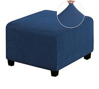 HJLRR Funda otomana Cuadrada, Cuenta con Fundas Protectoras elásticas de Tela Jacquard Gruesa y Suave, Protectores extraíbles Antideslizantes para Muebles, Taburete,(Azul Marino),M