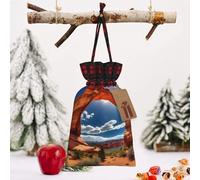 HJLUUFT Arches National Park - Bolsas de Navidad con estampado estándar para regalos de compañeros de trabajo, bolsas de regalo de arpillera con cordón