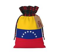 HJLUUFT Bolsas de Navidad con estampado de bandera de Venezuela para regalos de compañeros de trabajo, bolsas de regalo de arpillera con cordón