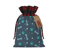 HJLUUFT Bolsas de Navidad con estampado de huesos y garras de perro para regalos de compañeros de trabajo, bolsas de regalo de arpillera con cordón