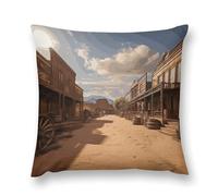 HJUQNGF Fundas de almohada, fundas de almohada decorativas, fundas de cojín de felpa, funda de cojín de granja, moderna, bohemia, viejo, salvaje, oeste, vaquero, ciudad, fundas de almohada para sofá