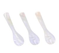 HJZHII 3 cucharas de caviar, cuchara de concha de nácar con mango redondo artesanal para helado, huevo, café, sal, azúcar, pasteles, servicio de restaurante, 3.54 pulgadas