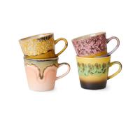 HKliving Set de tazas de cerámica Americano. 70's 4-pack 26 cl Radiant