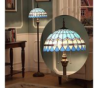 HKLY Lámpara de Pie Tiffany, 16 Pulgadas Mediterránea Europea Estilo Pastoral Elegante de Lujo Creativo Hecho a Mano del Vitral Lámpara de Pie para Dormitorio Sala Oficina Cuarto de los Niños, E27*2