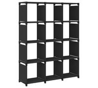 HKTMGDNG Estantería con 12 compartimentos, color negro, 103 x 30 x 141 cm | Práctico estante separador de habitaciones con 12 cubos abiertos de tela no tejida para sala de estar y oficina. Incluye