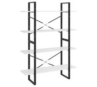 HKTMGDNG Estantería con 4 compartimentos, color blanco, 100 x 30 x 140 cm | Estantería flexible para salón y oficina: se puede utilizar como estantería alta o 2 estantes pequeños con protección
