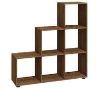 HKTMGDNG Estantería de madera de roble marrón, 107 cm, 6 compartimentos | Estantería escalonada con 6 compartimentos abiertos para sala de estar y dormitorio. Ideal como separador de habitaciones y
