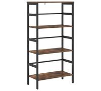 HKTMGDNG Librería de roble ahumado, 60 x 29,5 x 115 cm, 3 compartimentos | Estantería industrial para sala de estar y oficina en casa: tabla versátil con marco de acero y patas ajustables.