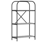 HKTMGDNG Librería Sonoma gris 60 x 30 x 109 cm madera | Estantería de pie delgada con 3 compartimentos abiertos para sala de estar y dormitorio, patas de acero resistentes que