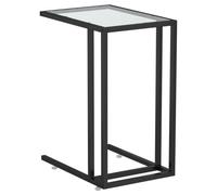 HKTMGDNG Mesa auxiliar transparente para ordenador, 50 x 35 x 65 cm, mesa de cristal de vidrio templado y hierro para salón, mesa de ordenador portátil, mesa de café, mesa de café con estructura de