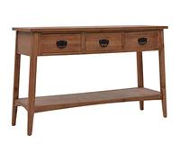 HKTMGDNG Mesa consola de madera de abeto maciza, 126 x 40 x 77,5 cm, color marrón - Mesa auxiliar rústica con 3 cajones y estante, mesa clásica para salón y pasillo