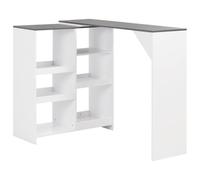 HKTMGDNG Mesa de bar con estante móvil, mesa alta blanca y gris, 138 x 39 x 110 cm