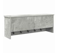 HKTMGDNG Perchero de pared con ganchos y puertas, color gris hormigón, 80 x | Moderno perchero de pasillo hecho de madera con efecto hormigón. Ofrece prácticos ganchos, 2 estantes y 2 puertas abatibles.