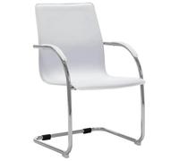 HKTMGDNG Silla de oficina voladizo blanca piel sintética silla de | Silla ergonómica de escritorio para estudio y oficina con asiento acolchado y estructura cromada