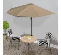 HKTMGDNG Sombrilla semicircular para balcón con manivela, 300 x 155 x 223 cm, media sombrilla, color burdeos, mástil de aluminio robusto y apertura para el viento, ahorra espacio, para balcón y