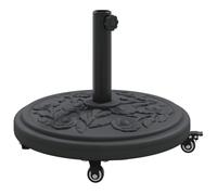 HKTMGDNG Soporte para sombrilla con ruedas, hierro negro, 45 x 45 cm | Base de metal pesada con relleno de hormigón y frenos de estacionamiento para la terraza y flexibilidad en el jardín