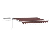 HKTMGDNG Toldo extensible con brazo articulado marrón blanco 3,5 x 2 m | Elegante parasol con media caja y mando a distancia para terraza, balcón y jardín.